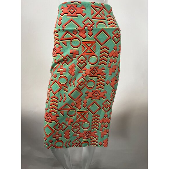 LuLaRoe XL Pencil Skirt With Geometric Coral & Mint Print - Picture 16 of 16